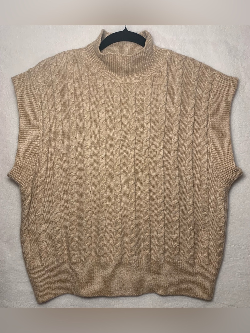 cupcakes & cashmere Beige Ribbed Mock Neck Sweater